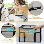 PetsHome Dog Car Seat Foldable Dog Car Booster Seat Waterproof Breathable Oxford Travel Bag for Small to Medium Dogs, Puppies, and Pets-Pure Grey-Upgrade