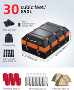 Abahub 30 Cubic Feet Waterproof 840D Large Universal Car Cargo Roof Top Carrier Bag, Car Roof Topper Storage for SUV, Van, Vehicle Travel, for All Cars with/Without Rack
