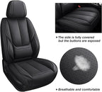 Black Car Seat Cover with Lumbar Support, Car Seat Protector Waterproof, Nappa Leather Car Seat Cushion, Car Seat Covers Front Seats and Back Fit for Most Cars