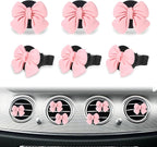6 Pcs Pink Bow Car Air Vent Clips, Cute Air Freshener Clips for Car Interior Decoration Accessories