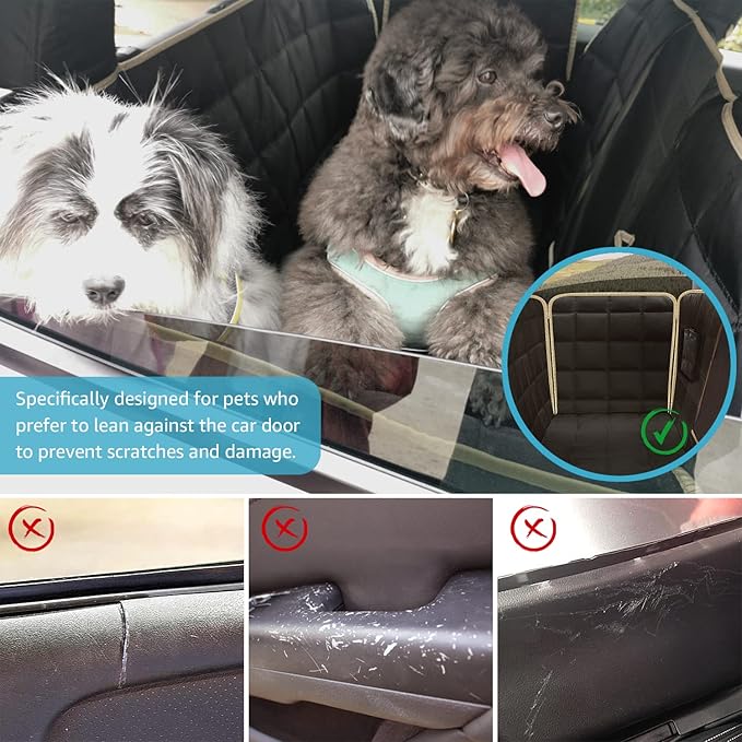 Lassie Dog Car Hammock for 2018-2026 Tesla Model 3 Back Seat Pet Cover for Dogs with 4 Headrests and 2 Seat Belts, 100% Waterproof Backseat Hammock Pet Seat Protector for Tesla Model 3