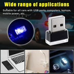 Augeny 4 PCS USB LED Car Interior Atmosphere Lamp, Plug-in USB Decor Night Light, Portable Auto Ambient Lighting Kit, Universal Vehicle Interior Accessories for Most Cars (White & Blue)