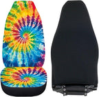 BIGCARJOB Tie Dye Theme Car Interior Accessories Sets Hippie Tie Dye Car Seat Cover Set for Front Seat Only 2 Pieces Auto Seat Accessories Vehicle Bucket Seat Protector
