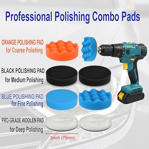 137Pcs 3 Inch Sanding Disc Polishing Kit, Headlight Restoration Kit, 60-10000 Grit Wet Dry Hook & Loop Sandpapers, Wool Sponge Polishing Pads for Drill Rotary Tools Car Wood Metal Resin Glass