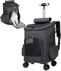 Wheeled Pet Carrier Backpack Pet Stroller, Travel Carrier, Car Seat for Small Dogs Cats Puppies, Comfort Cat Backpack Removable Rolling Wheels – Mesh Ventilation Windows (Black)