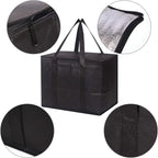 Set of 4 Large Insulated Reusable Grocery Bags with Sturdy Zipper and Handles, Foldable Washable Heavy Duty Cooler Totes for Hot or Cold Food Delivery, Groceries, Travel, Shopping