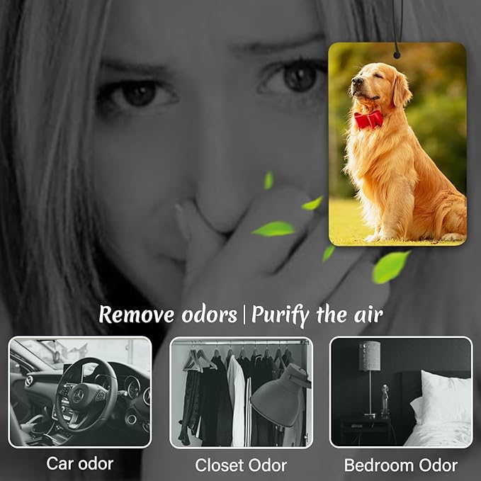 Custom Air fresheners with Picture - Personalized Photo Air Freshener for Car,Personalized Double Side Photo Text for Car Bathroom, Wardrobe Gifts for Boyfriend Men Women (Rectangle, personalized)