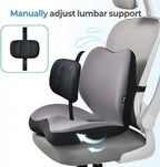 FLORICH 2 in1 Truck Seat Cushion and Lumbar Support Pillow Memory Foam Car Seat Cushion with Adjustable Strap for Truck Driver Long Drives, Fits Semi Truck Seat,Car,Office&Gaming Chair(Black)