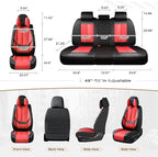 Coverado Seat Covers, Car Seat Covers Front Seats, Car Seat Cover, Car Seat Protector Waterproof, Seat Cushion Nappa Leather with Head Pillow, Carseat Cover Universal Fit for Most Cars (Black&Red)