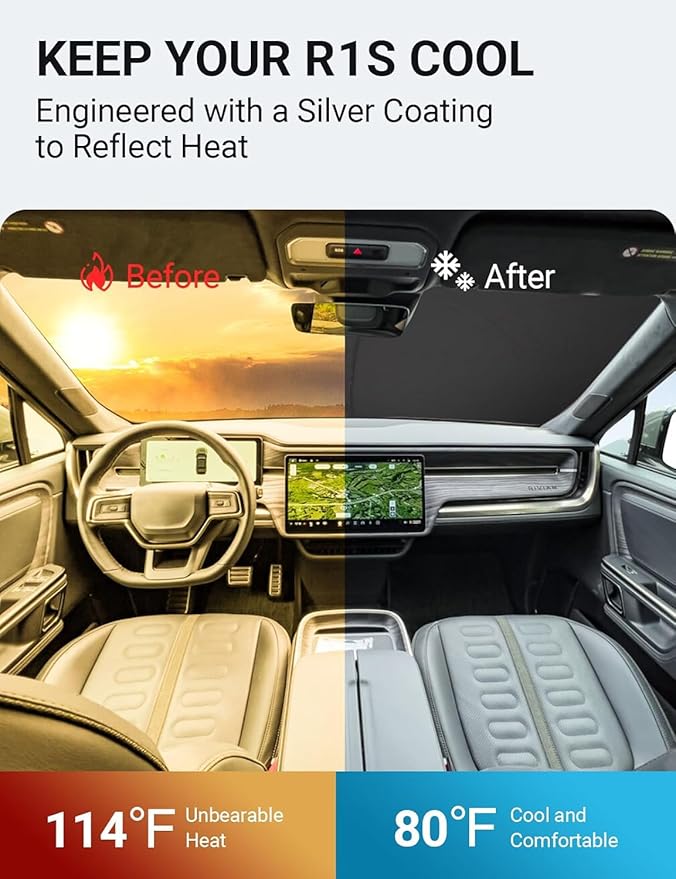 Proadsy Windshield Sun Shade for 2020-2025 2026 Mercedes-Benz GLS-Class SUV Foldable Front Sunshade Protector Sun Visor Blocks UV Rays Keep Car Cooler