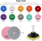 OCR Diamond Polishing Pads 3 inch Wet/Dry Polishing Kit 10pcs 50#-3000# Grit Pads Plus a Backer Pad for Granite Concrete Marble Polishing