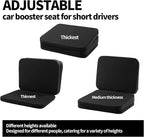 HOMBYS Adjustable Car Booster Seat for Short Drivers, 3 Heights for Different People, Adult Car Seat Cushions for Driving, Supportive Car Seat Pad for Lower Back Pain Reduce, (17"x12.8"x6.3", Black)