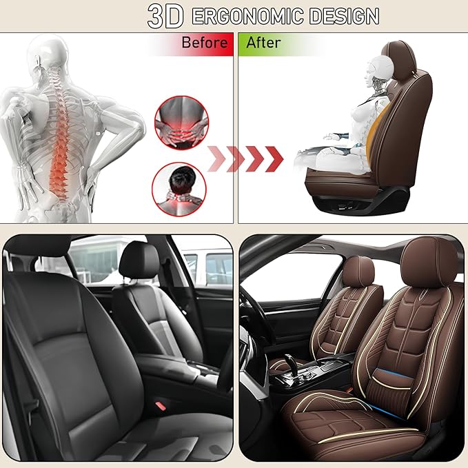 Leather Car Seat Covers Fit for Toyota Yaris iA 2017-2018, 5 Seater Car Seat Cover, Premium Waterproof, Scratch Resistant Car Interior Accessories (Full Set Coffee)