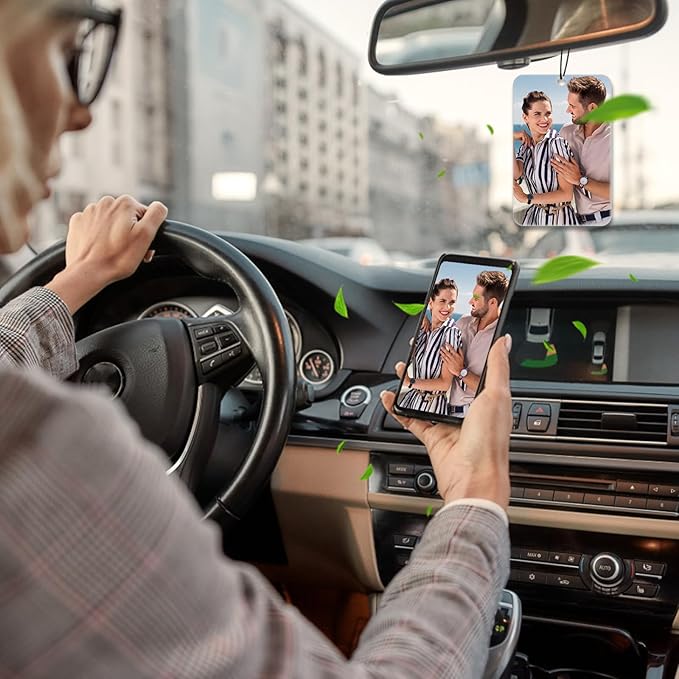 Custom Air Fresheners with Picture - Personalized Air Freshener for Car, Double Sided Customizable Photo Text,Birthday Wedding for Men Women Girlfriend Boyfriend (Rectangle)