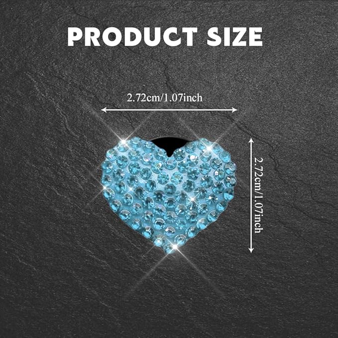4PCS Bling Heart Air Vent Clips, Car Air Freshener for Women, Air Fresheners Diffuser Clip Charm, Car Air Conditioning Outlet Clip Decorative Accessory for Women Girls (Lake Blue, Style1)
