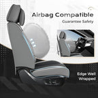 Coverado Seat Covers Full Set, 5 Seats Seat Covers for Cars, Waterproof Nappa Leather Car Seat Covers with Head Pillow, Seat Protectors Car Seat Cushion Universal Fit for Most Cars (Gray&Black)