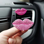 2 Pieces Bling Sexy Lip Air Vent Clips Rhinestone Lipstick Car Air Freshener Clip Crystal Car Air Outlet Decorations Charm Car Inter Decor Accessories for Girls Women