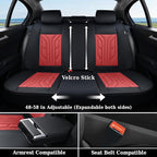 Coverado Car Seat Covers Full Set, Automotive Seat Covers Car Seat Protector Car Seat Cushion, Waterproof Leather Seat Covers for Cars, Universal Fit for Most Sedans SUV Pick-up Truck(Burgundy)