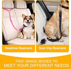 2-Pack Dog Car Seat Belt, 3-in-1 Headrest-Mounted Dog Seatbelt for Car, Adjustable Nylon Pet Safety Leash with Elastic Buffer & Reflective Stitching, Durable Car Harness for Dogs Fits Most Vehicles