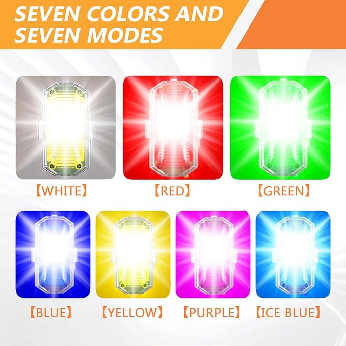 Wireless Emergency Strobe Lights with Remote | USB Rechargeable LED Light Kit (4-Pack) | 7 Colors for Car, Truck, Motorcycle, Drone