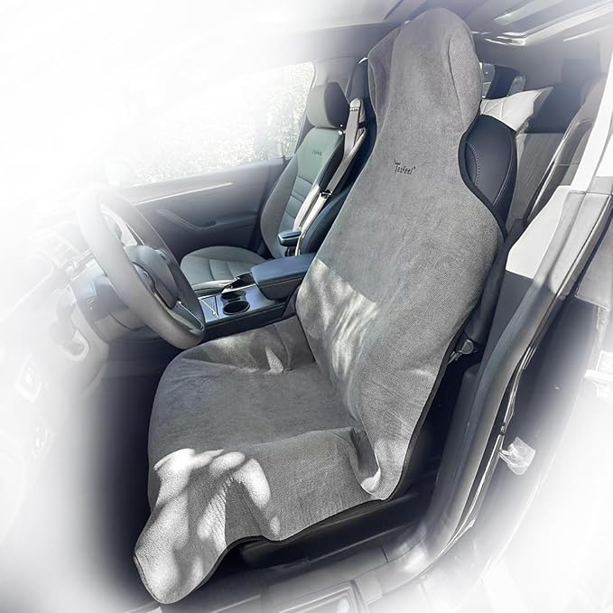 600g Ultra-Thick Waterproof Car Seat Cover Towel - Premium Heavy-Duty Terry Cloth Seat Protector for Gym, Beach, Athletes - Universal Fit, Sweat-Proof & Washable, Non-Slip Gray 1pc