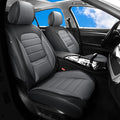 Car Seat Covers Full Set, Universal Leather Seat Covers for Cars, Breathable & Waterproof Automotive Seat Cover for Most Sedans, SUVs, Trucks, Full Coverage Seat Protector, Black Gray