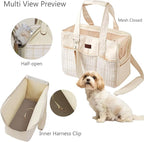 Cat Carriers Bag Beige Small Dog Purse Lightweight Puppy Carrier Fashion Woman Totes for Pet Bag Small Pups Handbag Kitty Rabbit Outdoor (Cream Color