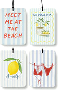 Preppy Beach Lemon Cologne Car Air Freshener 4 Pcs, Meet Me at the Beach Hanging Air Freshener for Cars Bathroom Dorm Books Decor, Summer Girly Accessories Gifts for Women Girls