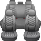 Car Seat Covers Full Set,Universal Fit for Cars,SUVs,Trucks,and Sedans with 5 Seats,Faux Leather Car Seat Cushion Compatible with Airbags,Waterproof Car Seat Protector,Grey