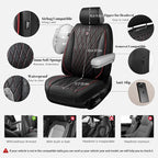 CAR PASS Luxury PU Leather Two Front Car Seat Covers, Waterproof Seat Covers Compatible with Front Seat Armrests, Airbag Compatible Anti- Slip Universal Fit for Cars Suvs Vans Trucks Black Red