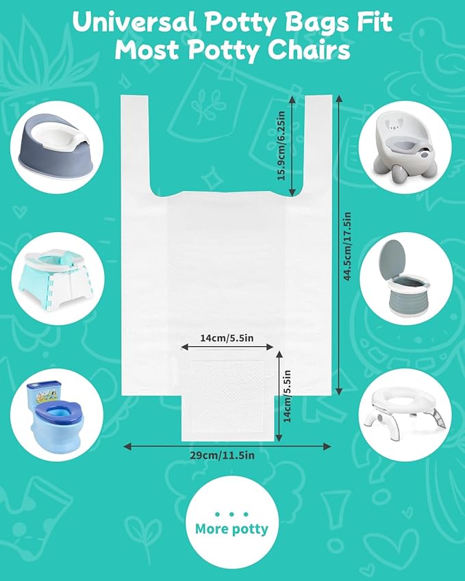 [36 Counts] Newnice Disposable Potty Liners with Absorbent Pads, Leak-proof Portable Travel Bags for Toddler Training, Compatible with OXO Tot 2-In-1 Go Potty & Most Potty Chairs