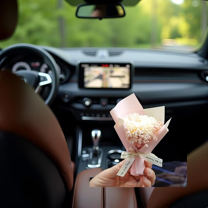 Pink Mini Dried Flowers Bouquet for Car Air Vent Clips, Air Outlet Perfume Decoration, Automotive Air Fresheners Car Air Fresheners Interior Accessories Interior Accessories