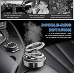 Solar Rotating Car Air Freshener, Solar Energy Refillable Car Dashboard Aromatherapy Ornament, Double Ring Fragrance Diffuser Decorative Accessories for Vehicle Home Office (Silver)