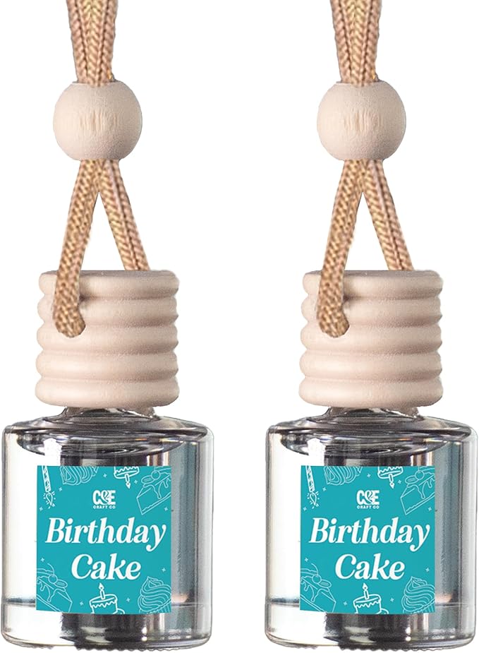 CANDECraftCo Car Air Hanging Fragrance Oil, Car Auto Freshener for Essential Oils, Scents Fragrance Aromatherapy Automobile Diffuser, Long Lasting (Birthday Cake)