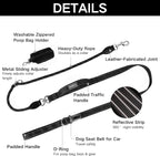 6FT Heavy Duty Dog Leash for Small Medium Large Dogs, Tangle Free Reflective Dog Training Leash with Double Handle, Seat Belt Buckle & Poop Bag Holder (Black)