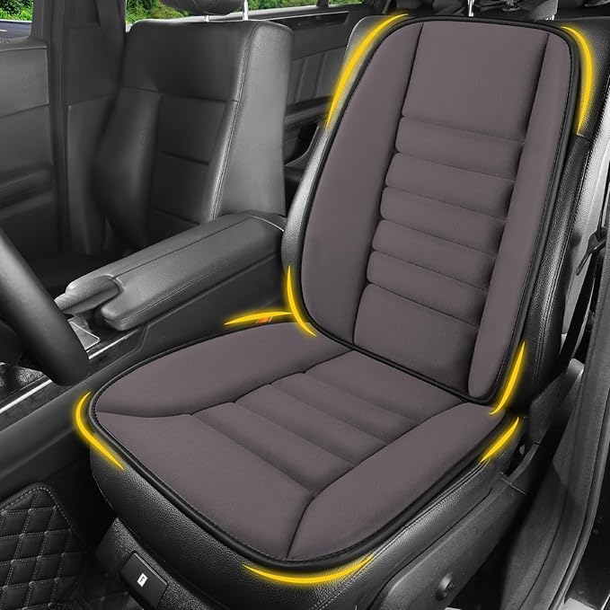 Car Seat Cushion with Back Support Pillow, Comfy Lumbar Support & Seat Cushion, Memory Foam Driving Pillow for Back-Sciatica Pain Relief, Auto Pad Suitable for Car, Truck, SUV - Dark Grey