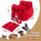 Dog Car Seat for Small Dogs, Portable Puppy Car Seat of Easy Installation, Fashionable Pet Carrier Bag with Large Pockets, Machine Washable Dog Booster Seat (Red)