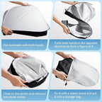 Car Windshield Sun Shade, 300T Thickened Car Window Shades Heat Reflective Interior Cool, Universal Fit for Most Cars SUVs Trucks, Foldable & Portable Design (M (55" × 27"))