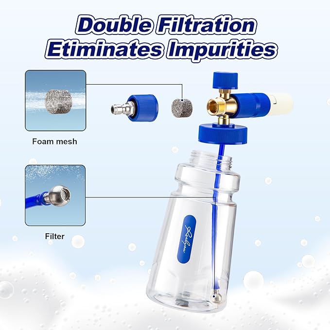 REALYOU Foam Cannon, Foam Cannon for Pressure Washer with 1/4 Inch Quick Connector, Additional 1.1mm Orifice Nozzle and 1L Bottle