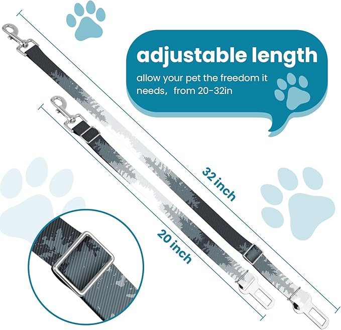Adjustable pet cat and Dog car seat Belt，The Lanyard is Flexible and Adjustable from 20 to 33 inches (deforestation)