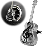 Car Air Freshener Vent Clip, Empty Guitar-Shaped Aromatherapy Diffuser Automobile Dashboard Ornament, Unscented Car Air Conditioner Clip Cute Rotating Decoration for Women Men (Black)