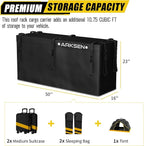 ARKSEN Hitch Cargo Carrier Bag for 19" x 53" Baskets Waterproof 10.75 Cubic Feet Large Capacity Luggage Storage (50" L x 16" W x 23" H) for Car Truck SUV RV or Trailer