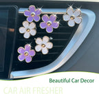 6pcs Flowers Car Air Freshener Vent Clips Purple White Daisy Air Vent Clip Car Accessories for Women 3.3cm/3cm Flower Vehicle Interior Decor Refillable Diffuser