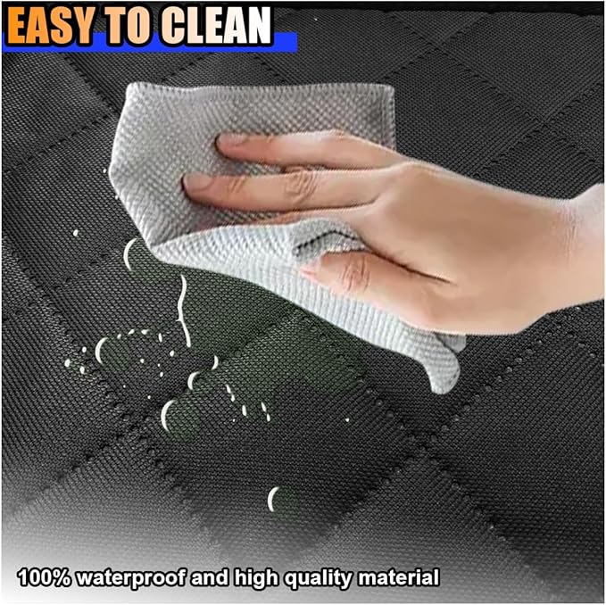 Dog Car Front Seat Cover with Side Flaps, Waterproof & Scratch Proof Car Seat Protector for Dog, Nonslip Pet Car Seat Pad with Safety Belt, Fit for Most Cars SUVs Trucks Jeeps (Black)