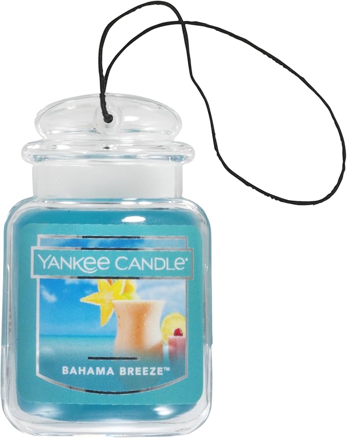 Yankee Candle Car Air Fresheners, Hanging Car Jar Ultimate, Neutralizes Odors Up To 30 Days, Bahama Breeze, 0.96 OZ (Pack of 6)