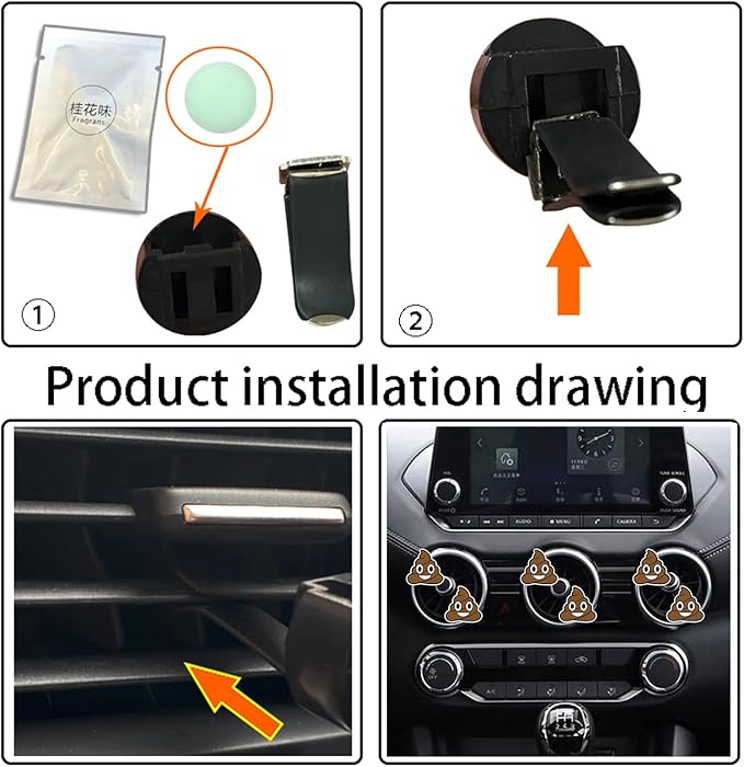 Funny Poop Air Vent Clips - 6 Pcs Face Car Air Fresheners Vents Clips Car Diffuser Cute Accessories for Women
