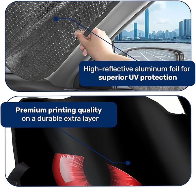 GENANY Devil Eye Windshield Sun Shade for Car SUV Truck (69x35 Inches), Sun Shade Windshield, Shades for Front Windows, Protector Blocks UV, Xmas Auto Gifts, Car Decor