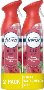 Febreze Air Mist Air Freshener Spray, Odor-Fighting Room Spray, Air Fresheners for Home and Bathroom and Kitchen, Aerosol Can, Sweet Watermelon Vine Scent, 8.8oz (Pack of 2)