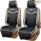 Flying Banner car seat Covers seat Cushions Luxe Fit Faux Leather Easy Installation Vehicles Non Slip Premium (Black Silver, 2 x Front Seat Cover)