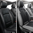 Leather Car Seat Covers,Breathable and Waterproof Faux Leather Automotive Seat Covers for Cars SUV Truck Sedan,Universal Driver Seat Cover Grey&Black